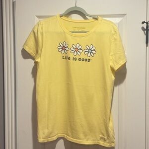 Life Is Good Women's Yellow Tee with Daisy Print